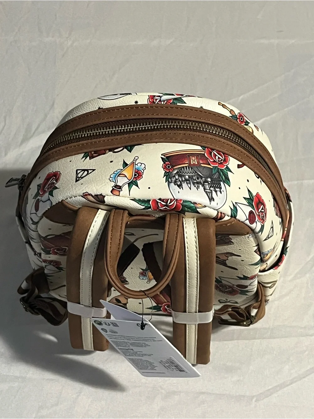 Loungefly Harry Potter Cream Floral & Brown Mini Backpack New with Tags